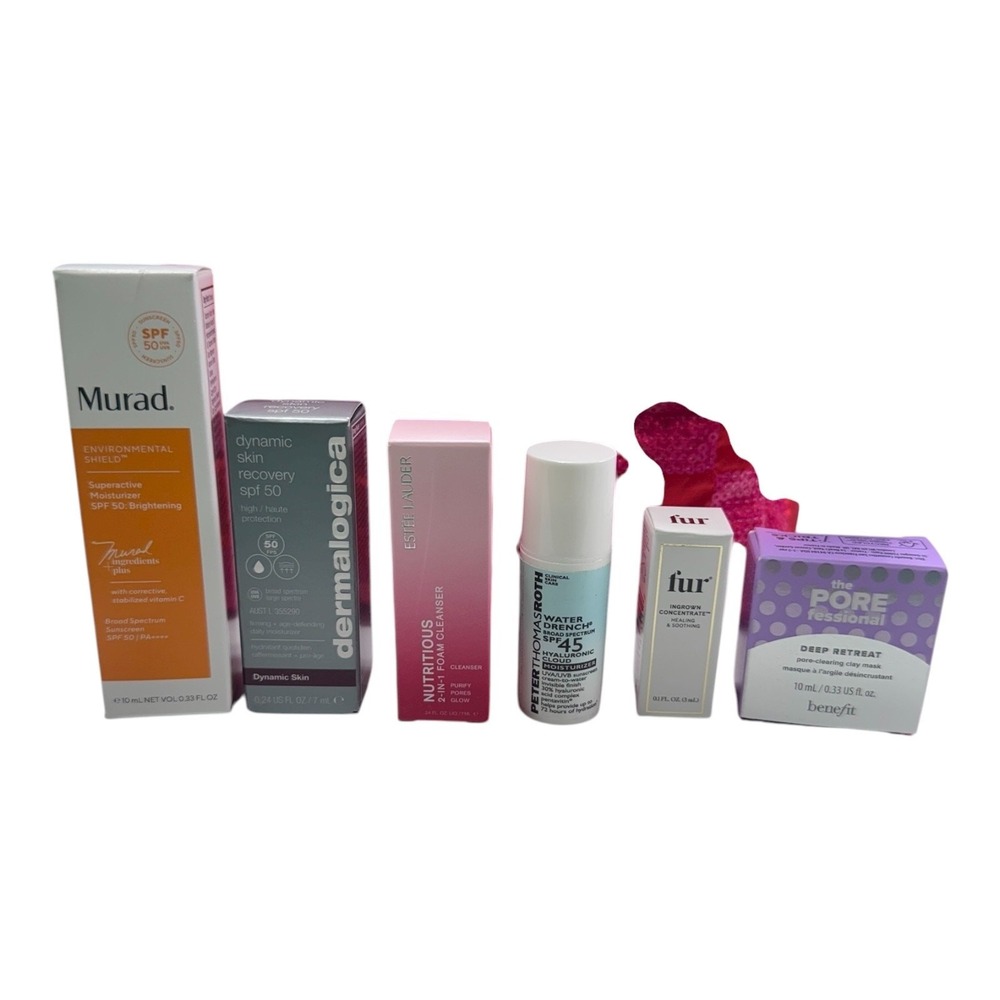 Holiday Glam Red Pink Sequin Bag Skin Care Murad Dermalogica Skincare Makeup Set - Picture 2 of 7